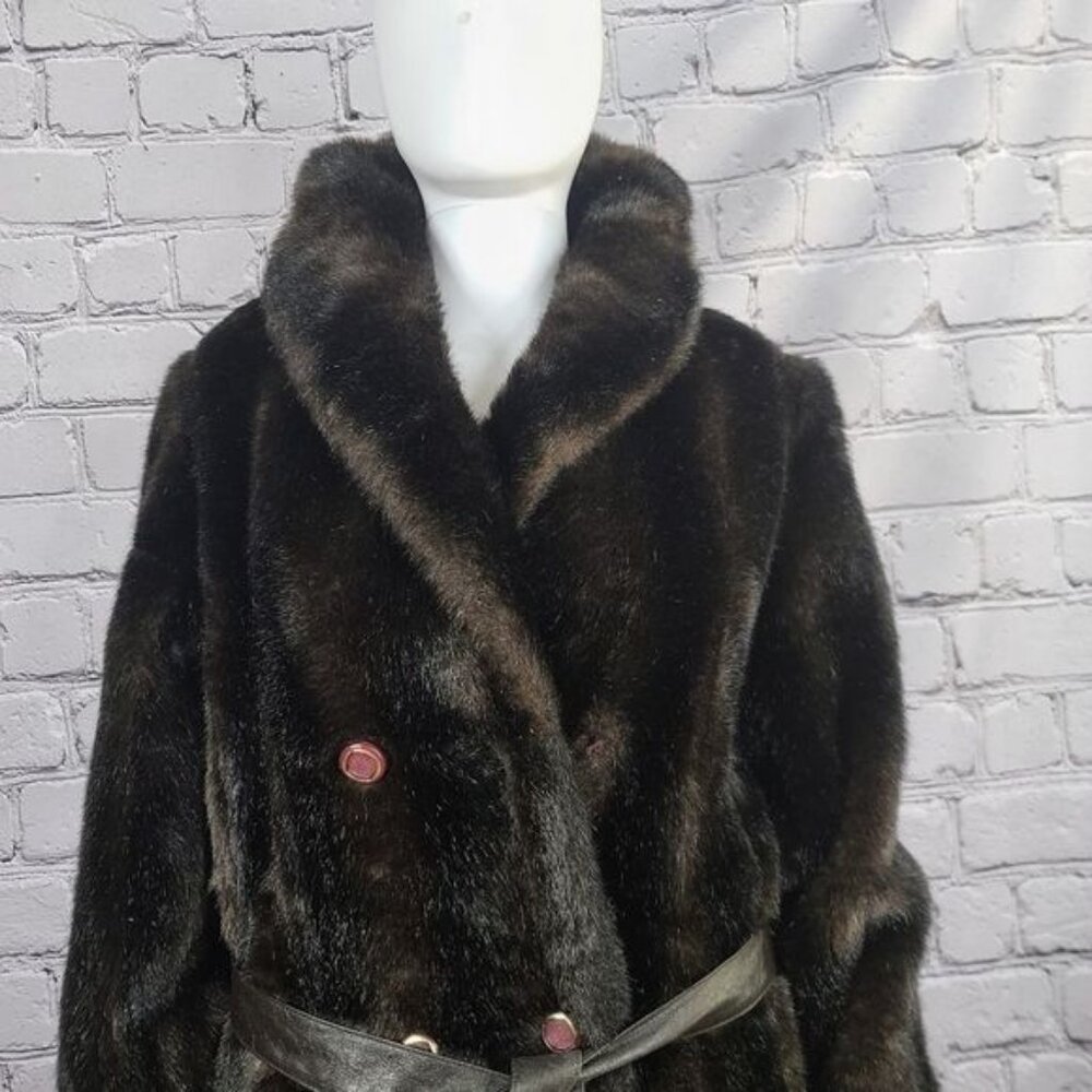 Vintage Dubrowsky and Brown Faux Fur Coat, Large